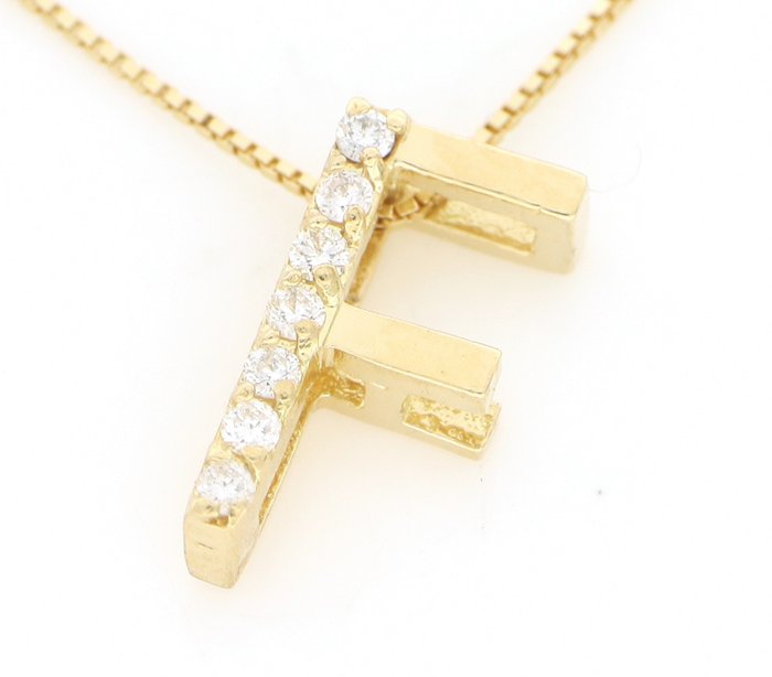 Ohne Mindestpreis Halskette - Gelbgold, NEU  0.10ct. Rund Diamant 
