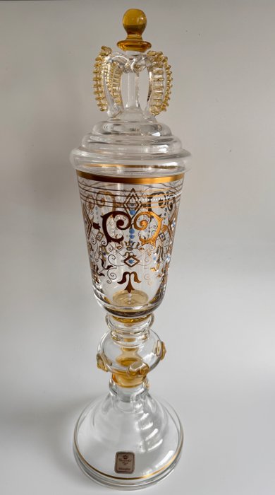 Theresienthal - Jar - Lidded cup in the Venetian style master glasses - Glass, Gold
