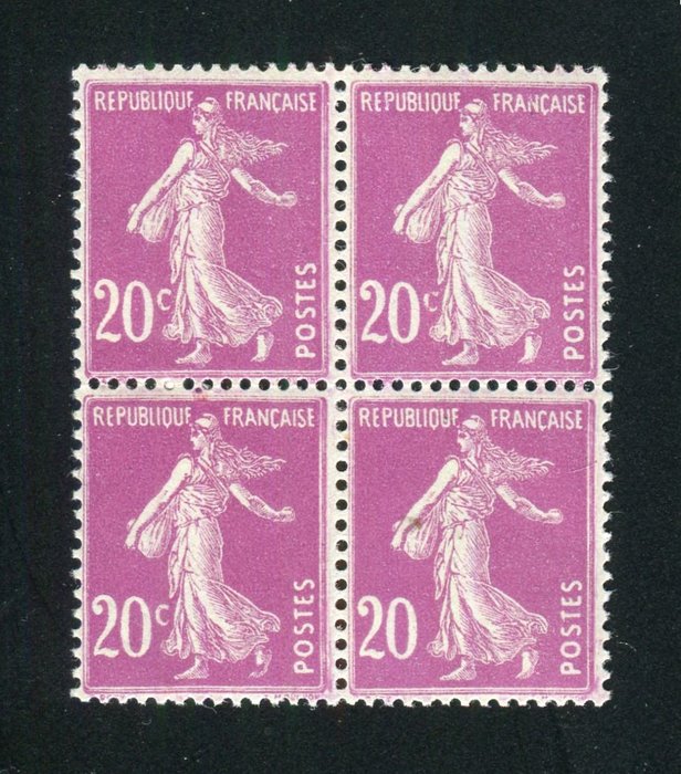 Frankreich 1924 - Hervorragende und seltene Sorte Nr. 190f. Sorte ohne C im Viererblock
