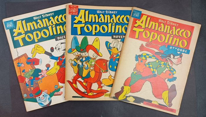 Topolino Almanacco - Prima Annata Completa - 3 Comic - Első kiadás - 1956