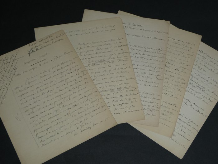 André Chaumeix - Manuscrit autographe [Lettre d'un citoyen de Paris à J.Jacques Rousseau] - 1895