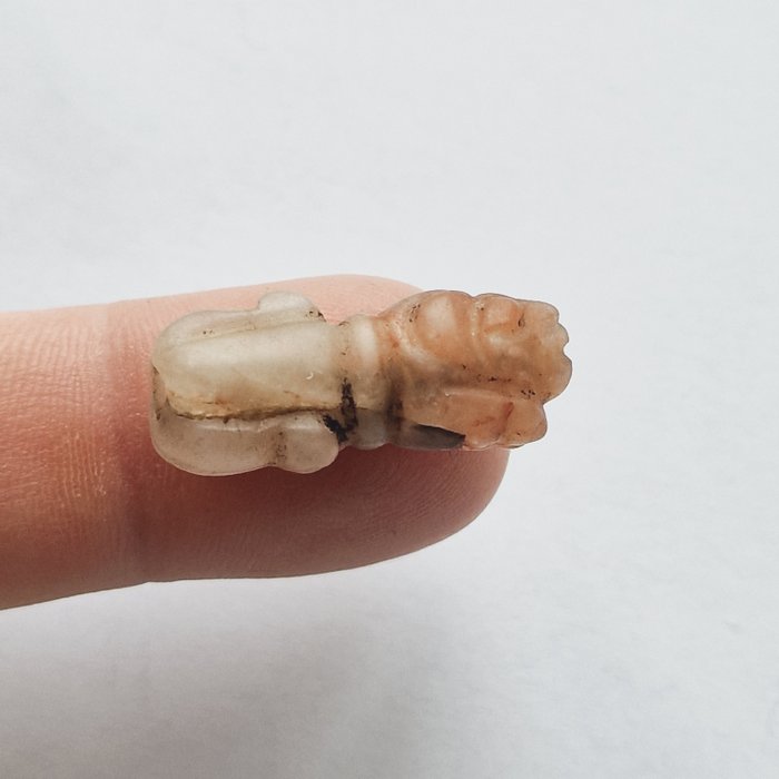 Sino-mongol ou sino-sibérien Agate Talisman de perle de tigre accroupi - 26.6 mm