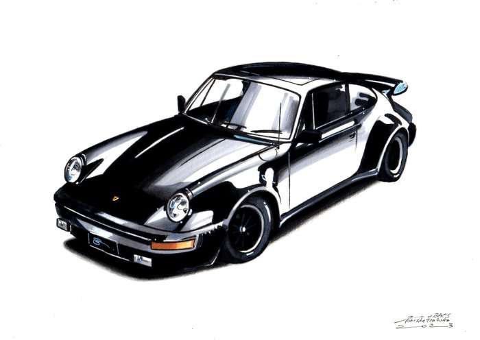 disegno originale - Porsche - Porsche 930 Turbo - Baes Gerald - 2023