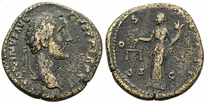 Römisches Reich. Antoninus Pius (138-161 n.u.Z.). Sestertius