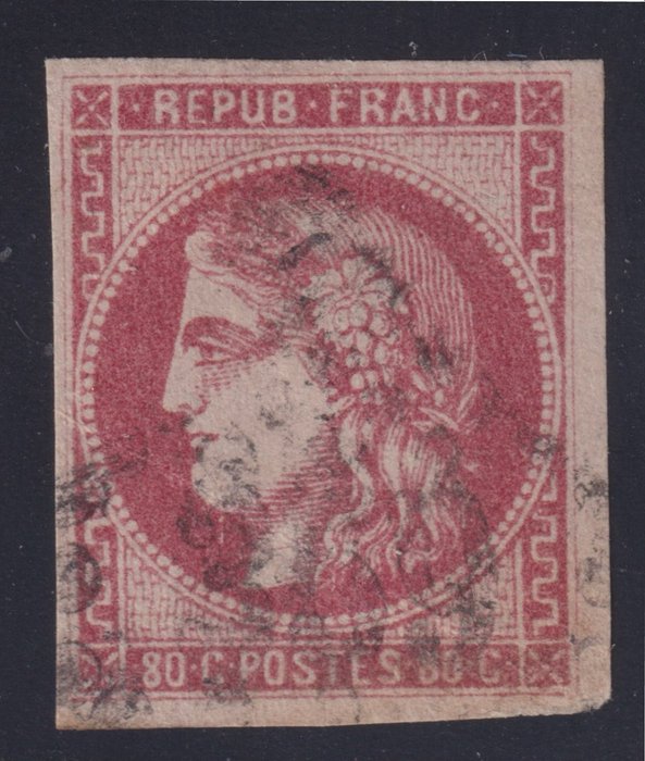 Ranska 1870 - Bordeaux-numero, numero 49 peruttu, allekirjoitettu Brun et Calves. Upea - Yvert