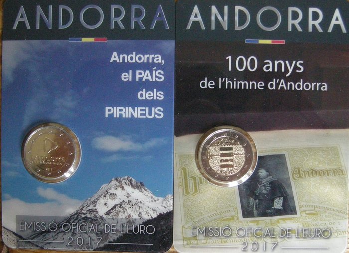 Andorra. 2 Euro 2017 (2 verschillende)  (没有保留价)