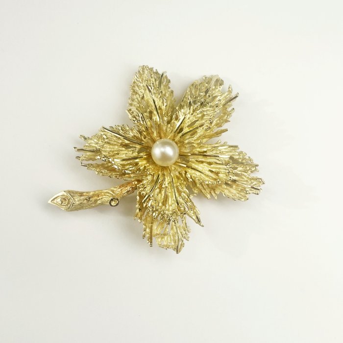 Brooch - Yellow gold Pearl 