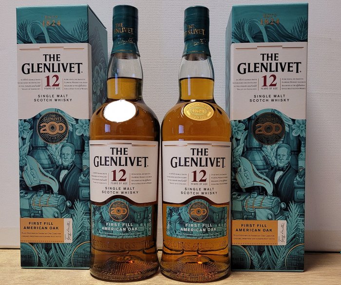 Glenlivet 12 years old - 200 Years Anniversary Limited Edition - Original bottling  - b. 2023  - 700ml - 2 bottles