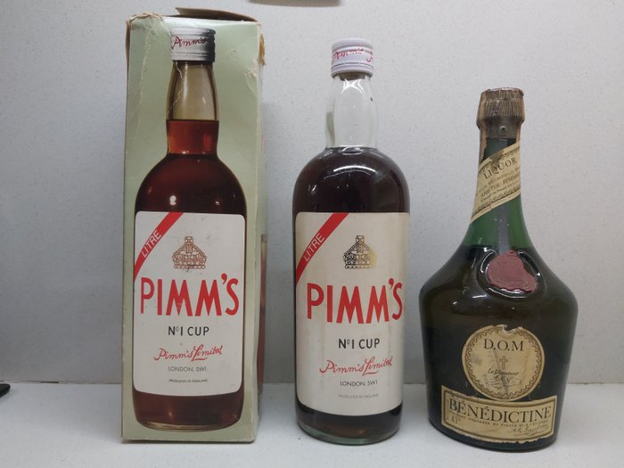D.O.M. Bénédictine, Pimm's No.1 Cup  - b. Années 1970 - 1.0 Litre - 2 bouteilles