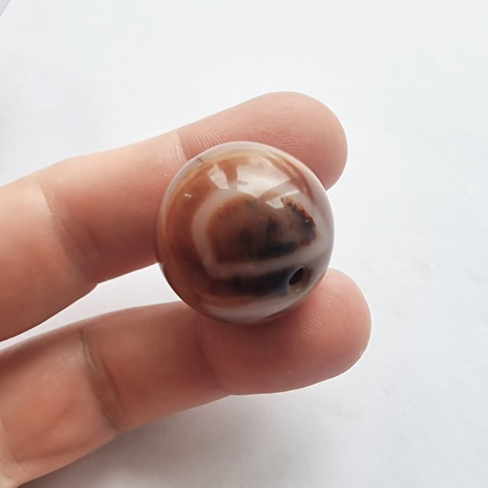 Altpersisch Natürlicher gebänderter Achat Buddhas Augenperlen-Talisman - 25 mm
