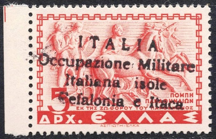 希臘 1941 - 義大利佔領 Cefalie & itaque 5d 紅色 Bdf 簽名