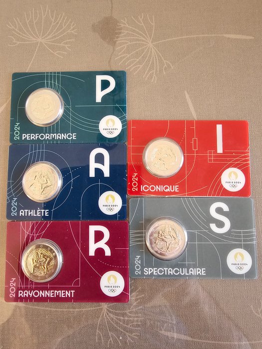 Frankrijk. 2 Euro 2024 "Jeux Olympiques Paris 2024" (5 coincards)