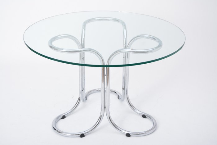 Spisebord - Glass, base i forkrommet stål