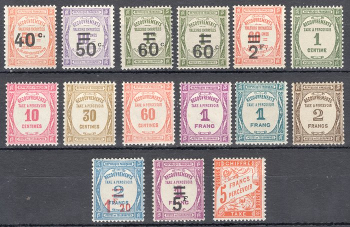Frankrike 1893/1941 - Parti med skattemerker mellom N° 50 og N° 66 N** og N* hvorav signert. Fantastisk. - Yvert