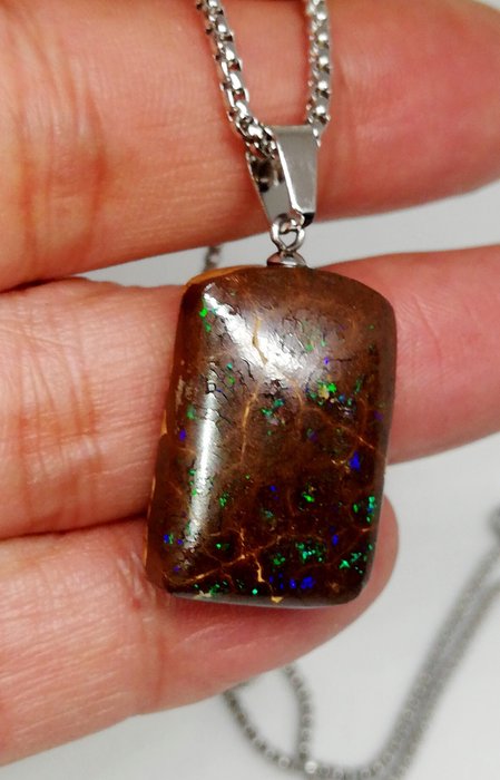 Magnifique Opale Boulder 38,75, carats Sans prix de réserve. Bijoux - Hauteur : 25 mm - Largeur : 19 mm- 7.75 g