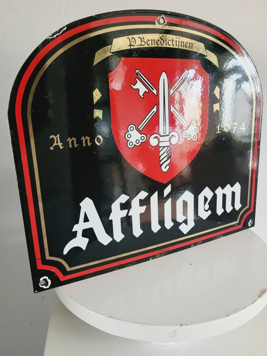 Affligem Bier, Emaille Reclamebord - 标志 - 搪瓷