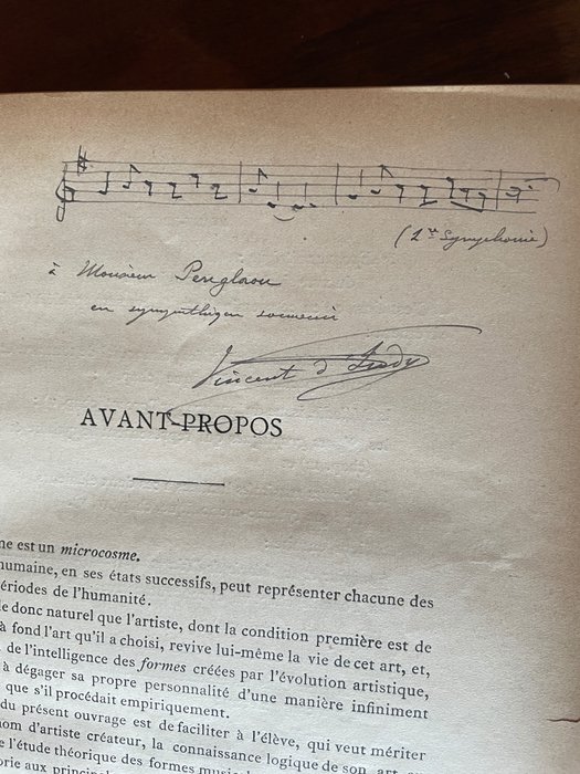 Signé; Vincent d'Indy - Cours de composition musicale. Premier livre - 1897