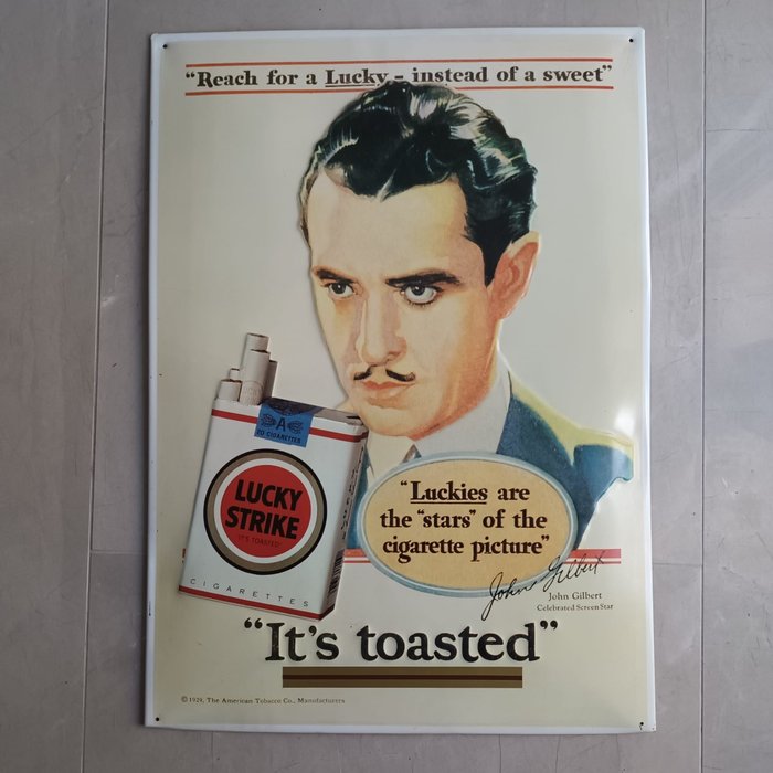 Lucky Strike Cigarettes - Reklameplakat (1) - Stålplade