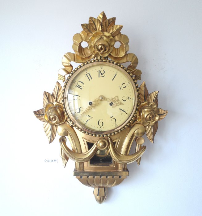 Relógio de parede - Relógio de parede de cartel - Estilo Gustaviano - Madeira - 1940-1950, 1950-1960