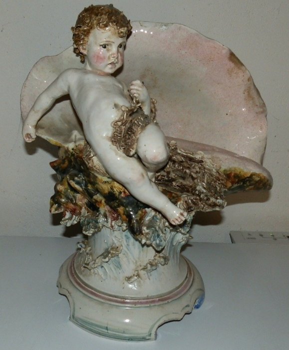 Capodimonte - Ginori - 小雕像 - putto con conchiglia - 陶瓷
