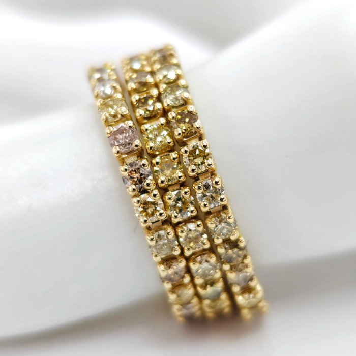 *no reserve* 3.00 ct Mix Colors* Diamond Designer Tennis Bracelet - 5.96 gr - 14 kt Gelbgold - Armband - 3.00 ct Diamant