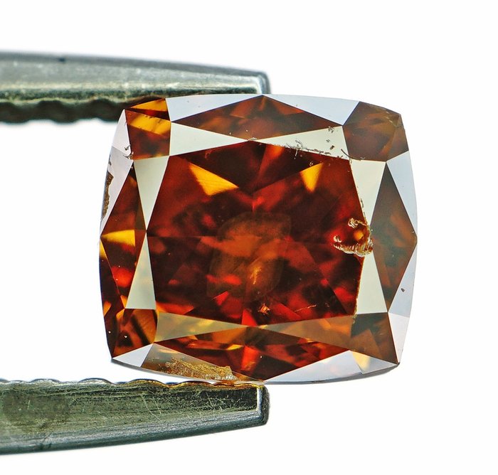 Diamant - 1.00 ct - Cushion - Natural Fancy Deep Brown Orange - SI1- No Reserve