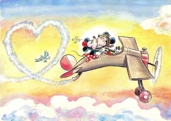 Tony Fernandez - Mickey & Minnie Mouse - Love Is In The Air - Fine Art Giclée - Hand Signed - Hand Made Paper