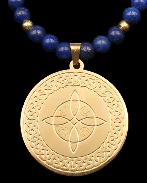Lapis lazuli - Necklace - Witch's knot - Protective charm against witchcraft - 14K GF Gold Clasp - Necklace
