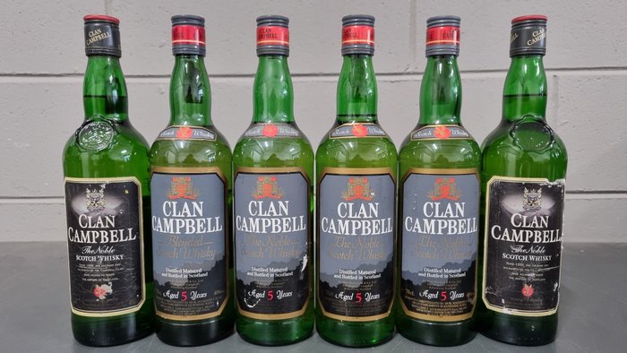 4 x Clan Campbell 5yo + 2 x Clan Campbell  - b. 1990年代 - 70厘升 - 6 bottles