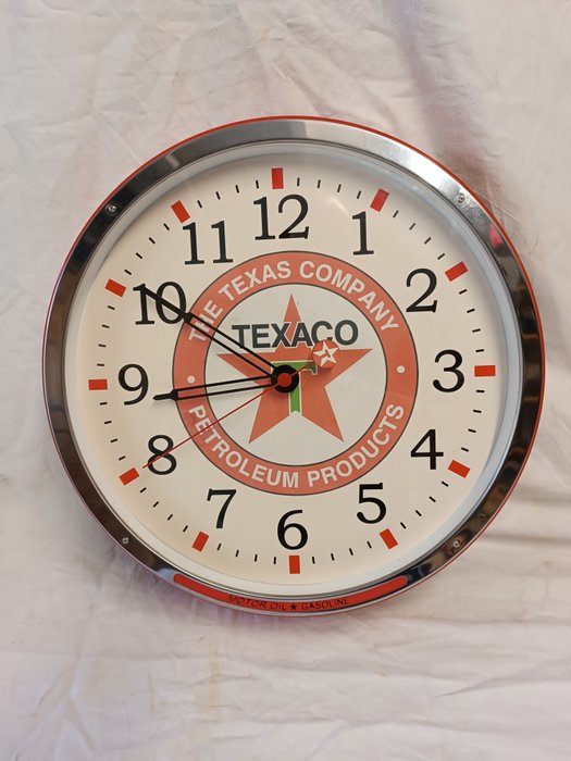 Benzinepomp (1) - Texaco - Grande horloge murale publicitaire Texaco - Na 2000
