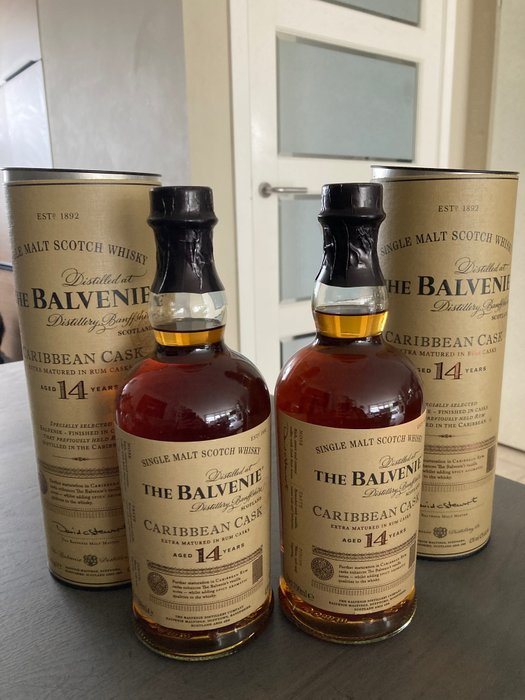 Balvenie 14 years old - Caribbean Rum Cask - Original bottling  - 70 cl - 2 bottles