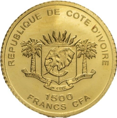 Coasta de Fildeș. 1500 Francs gold coin 2007