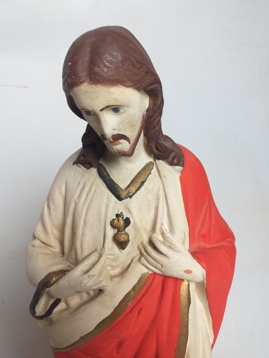 Figurka - Heilige Hart van Jezus - 43 cm -  (1) - Gips