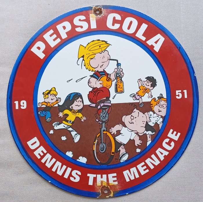Tegn - Emaljeskilt - Pepsi Cola - Dennis the Menace - 30 cm