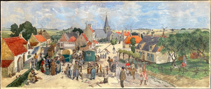 Amédée Ernest Lynen (1852-1938) - Opbouw van de jaarmarkt