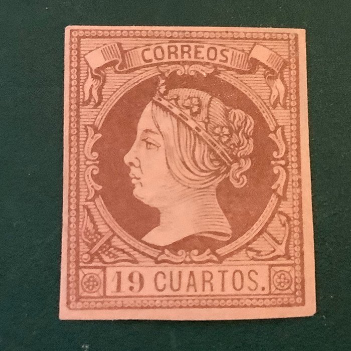 Espanha 1860 - 19 Curados Isabel II - Edifil 54