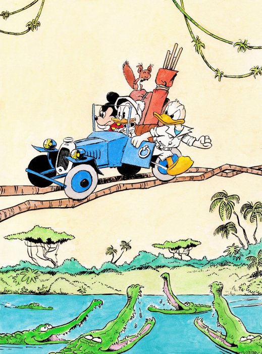 Jordi Juan Pujol - Uncle Scrooge, Mickey Mouse & Donald Duck - Tribute to André Franquin - Fine Art Giclée - Hand