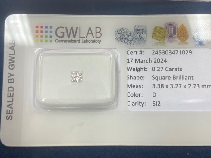 Ohne Mindestpreis - 1 pcs Diamant  - 0.27 ct - Quadrat - SI2