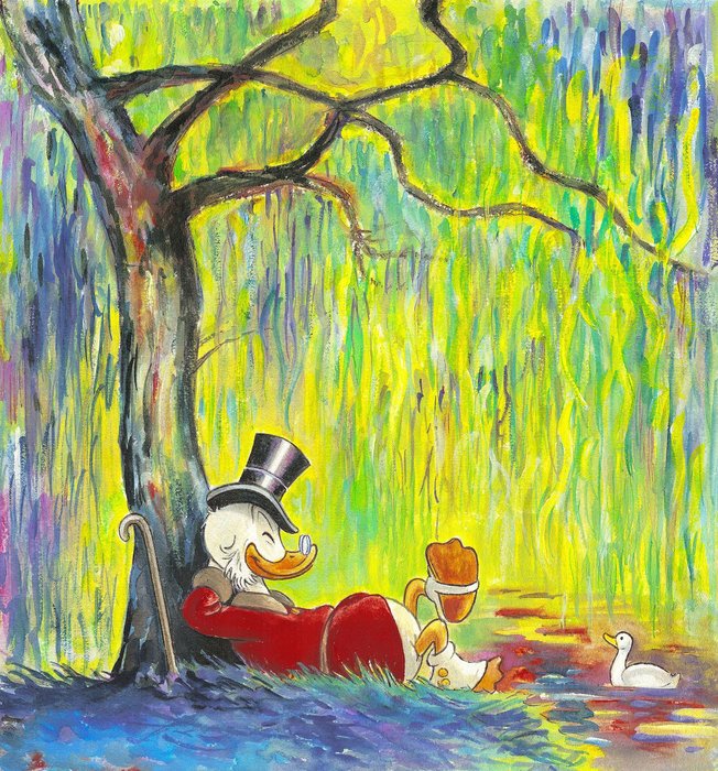Tony Fernandez - Uncle Scrooge Inspired By Claude Monet's "Weeping Willow" (1918) - Canvas - Artist Proof (A.P.)