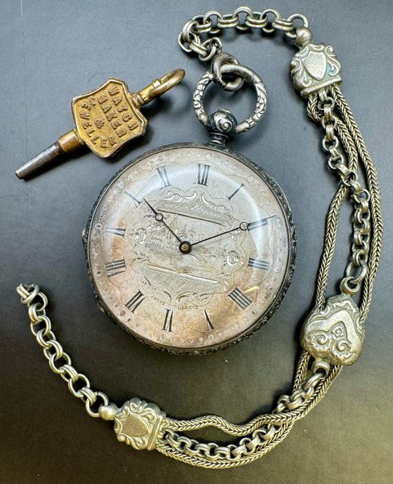 Antique Jacot Genève Key Wind Silver Pocket Watch No Reserve Price - 1850-1900