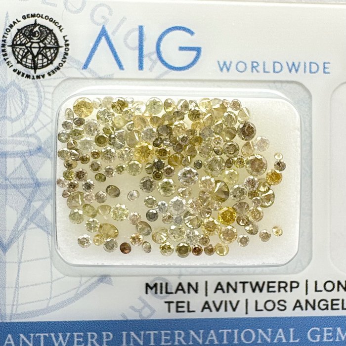 160 pcs 鑽石 - 1.99 ct - 圓形 - Mix colors - I1, SI1, SI2, SI3, VS2, No reserve
