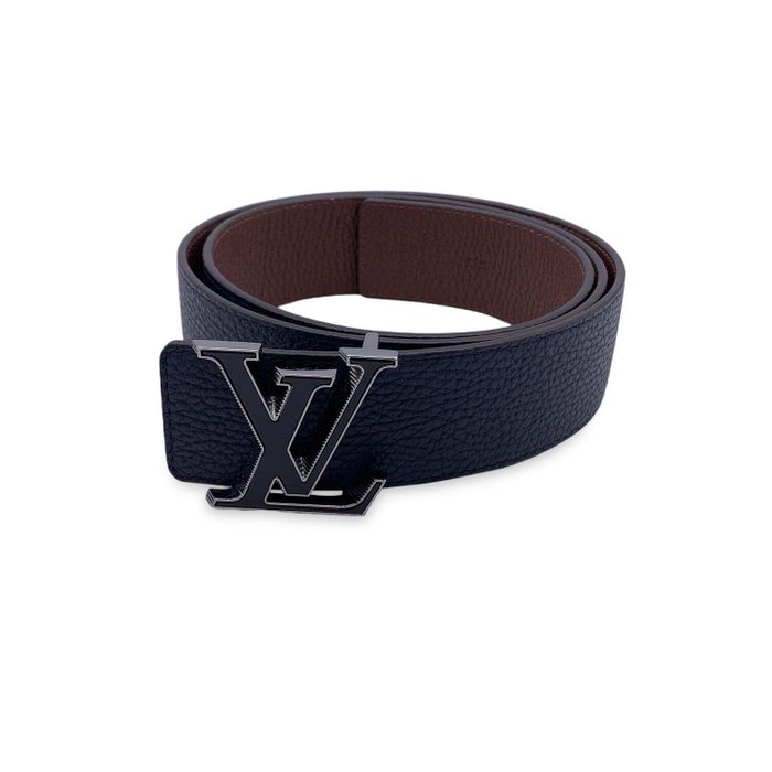 Louis Vuitton - Reversible Blue Brown LV Tilt Buckle Belt Size 100/40 - Vyö