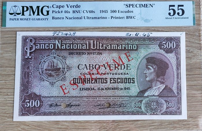 Cabo Verde. - 500 Escudos 1945 - SPECIMEN - Pick 46s