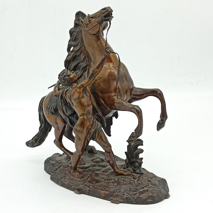 Según Guillaume Coustou - 塑像, Caballo encabritado, "Cheval de Marly" - 36.5 cm - 黄铜色