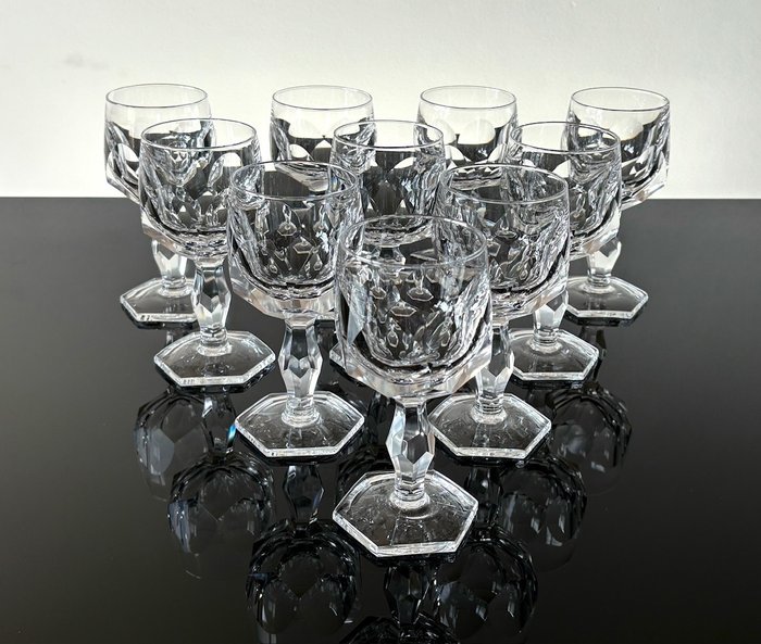 Cristalería/juego para bebidas (10) - Copas de agua o vino - Vidriera policromada