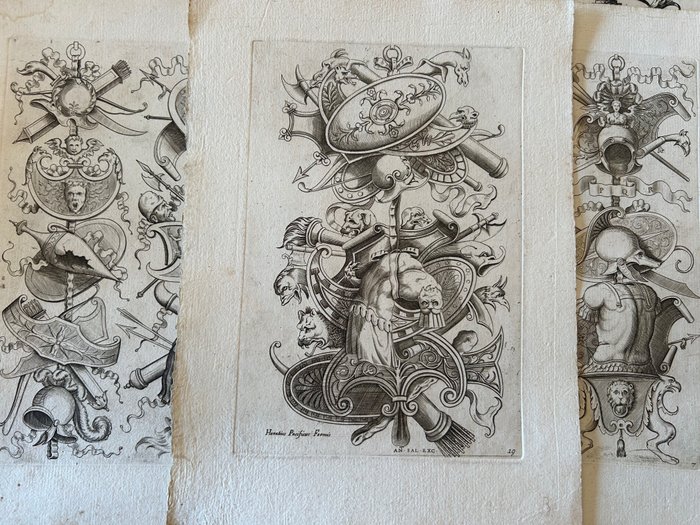 Polidoro da Caravaggio (after), Antonio Salamanca (XVI) - Libro de Trofei cavati da disegni di Polidoro ad imitazione de gli Antichi