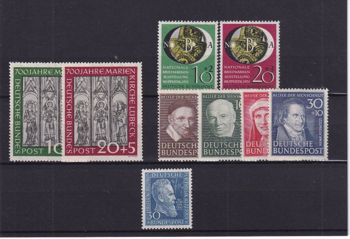 Niemcy, Republika Federalna 1951 - Vintage bez posthorna. - Michel: 139/147