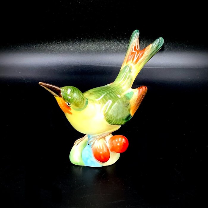 Herend, Hungary - Bird on Cherry Tree - ca 1960 - Figurita - Porcelana