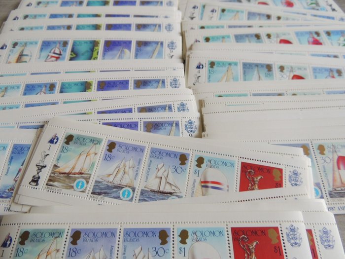 所罗门群岛 1986 - 批量 1765 枚邮票，每张 5 张 - 帆船 - 美洲杯 Yvert c/v €1765