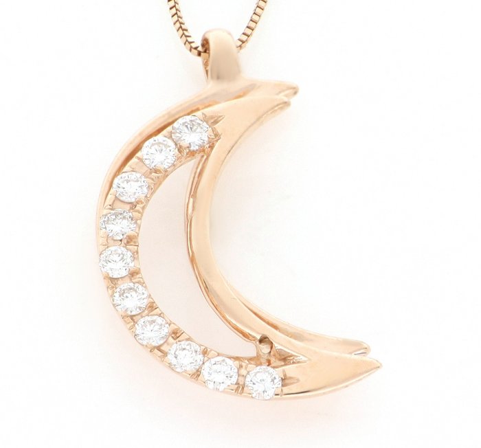 No Reserve Price Necklace - Rose gold, NEW  0.35ct. Round Diamond 
